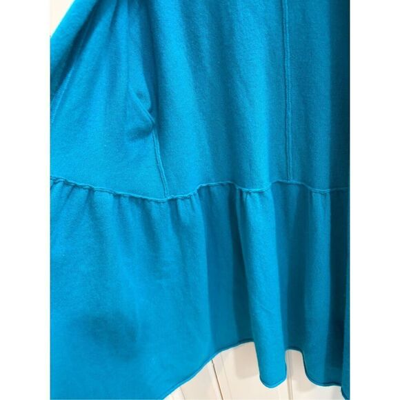 CALYPSO ST BARTH 100% Cashmere Open Front Peplum Cardigan Sweater Teal Sz MEDIUM - Picture 4 of 5